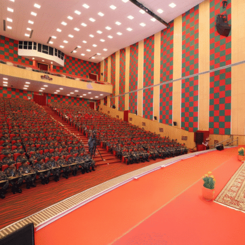 Assam Riffles Audi3 Auditorium acoustics treatment in India by SomNandi Industries. Soundproofing in Auditorium